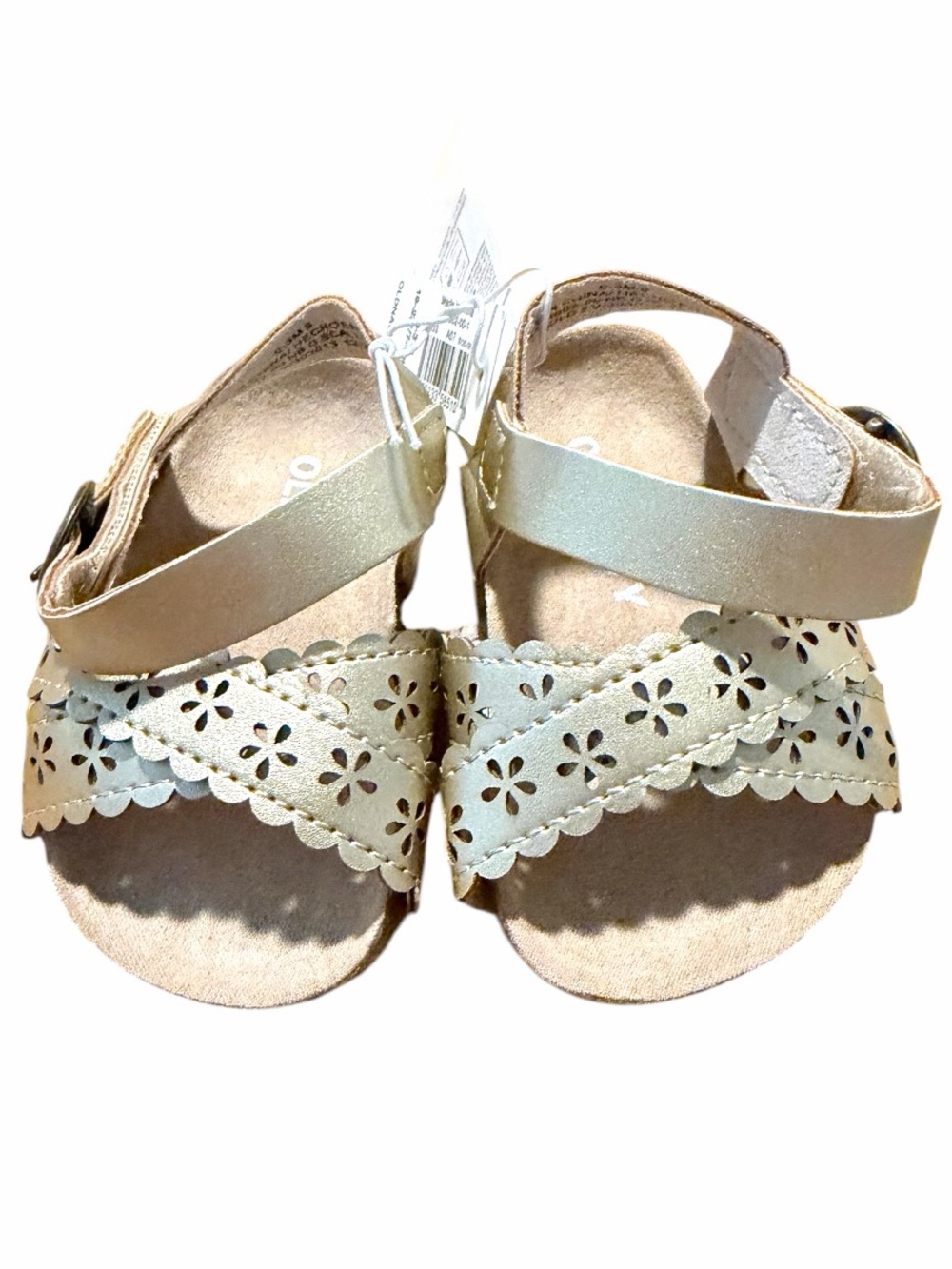 NWT Old Navy Baby Girl Gold Perforated Scallop Sandals 0-3 months